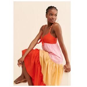 Scotch & Soda Tiered Colorblock Maxi Dress Size Small